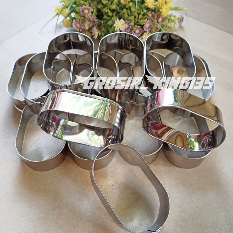 12 Pcs Ring Roti Oval 10/9/8/7/6 cm Ring Hotdog Ring Cutter Stainles Cetakan Kue Cake Bakery Ring Ro