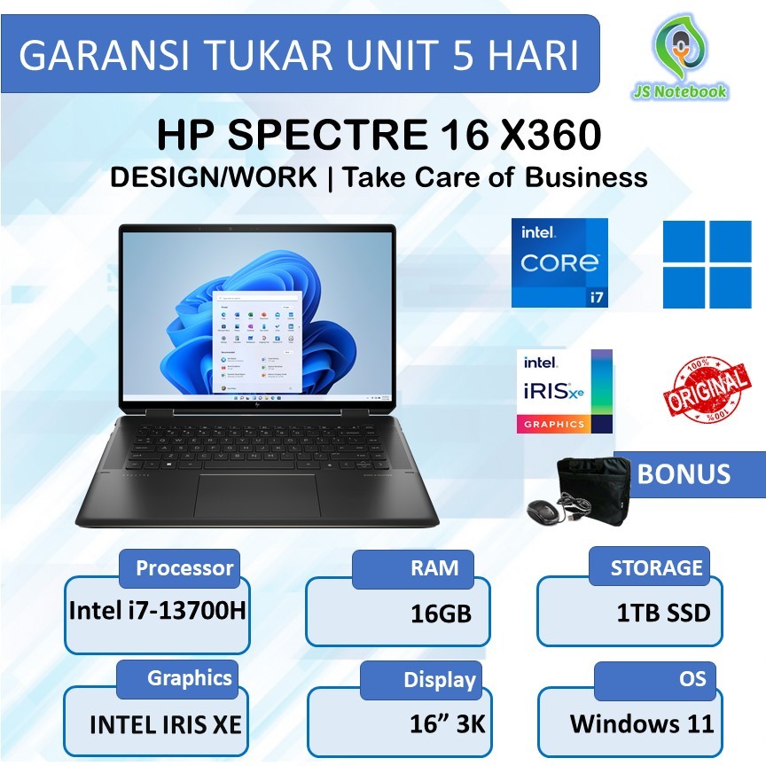 Laptop Hp Spectre 16 x360 Touch i7-13700H 16GB 1TB SSD Win11