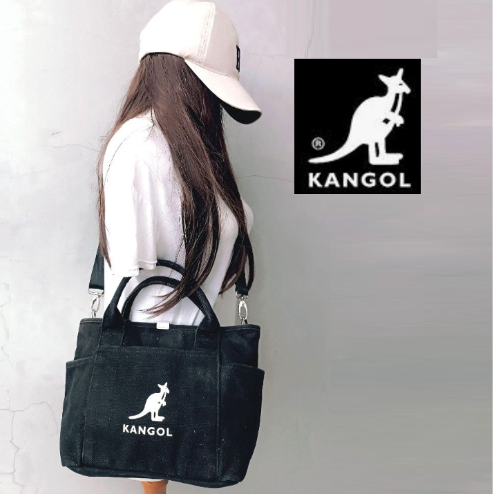 Original Kangol Sling Bag Black Tas Kanvas Selempang Hitam