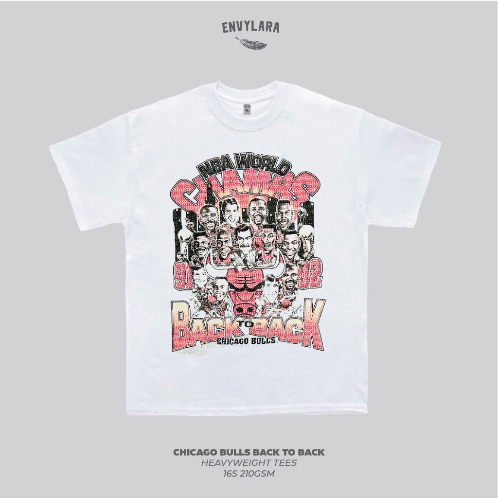 Chicago Bulls 91-92 NBA Champions Tshirt Heavyweight Cotton Combed 16s Bootleg Vintage