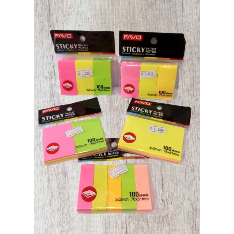 

(1 PCS) STICKY NOTES FAVO 3X2INCH/76X51MM