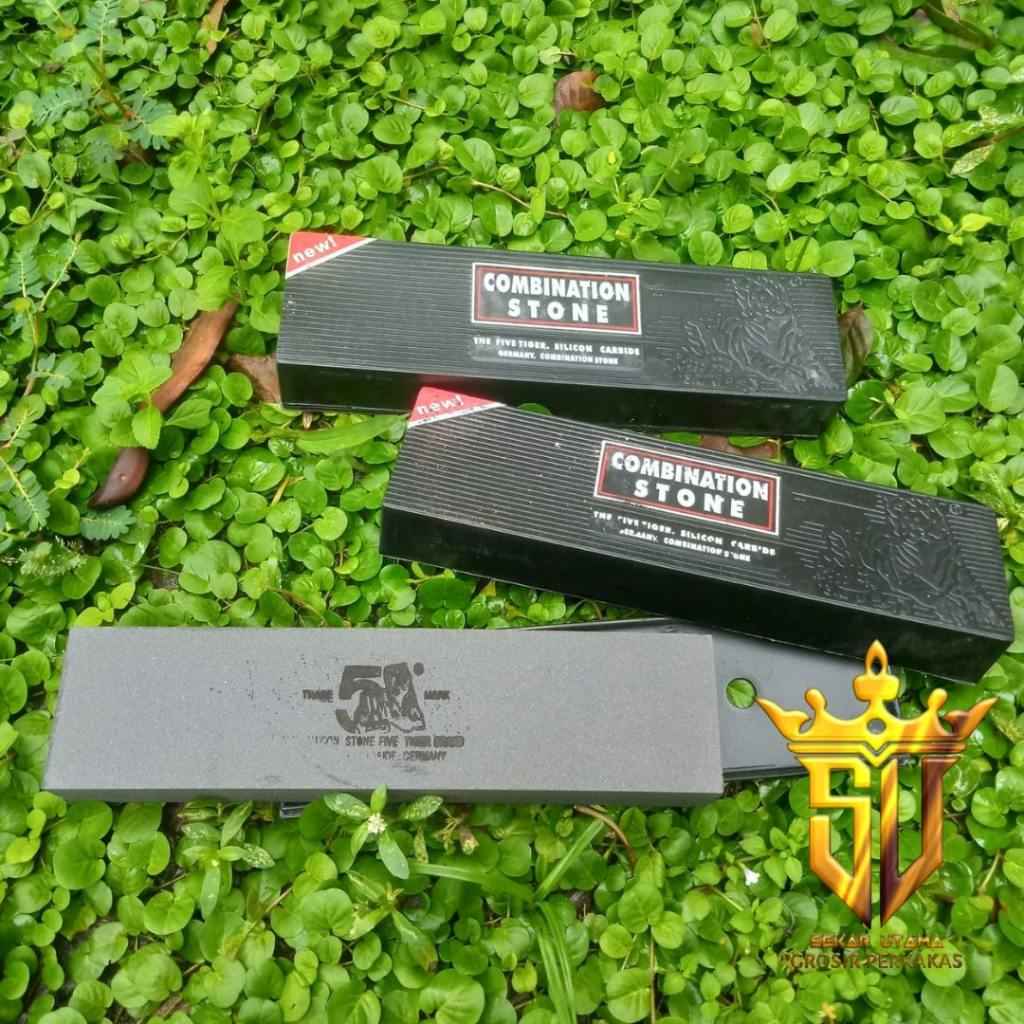 PROMO BATU ASAH PISAU IMPORT CAP 5 TIGER ASLI - UNGKAL ASAHAN BATU KOMBINASI KASAR HALUS - ASAHAN