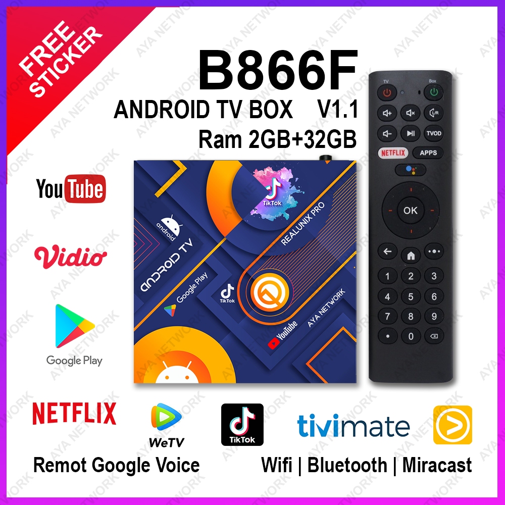 TERMURAH STB Android TV BOX 4k B866F Full Root ram 2gb 32gb