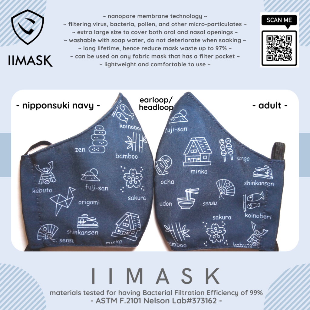 IIMASK Nipponsuki Dewasa | Masker Kain Motif Jepang BFE-99%