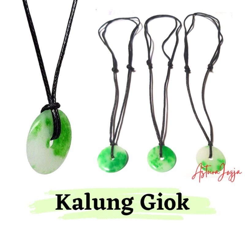 KALUNG TALI LIONTIN GIOK PRIA WANITA