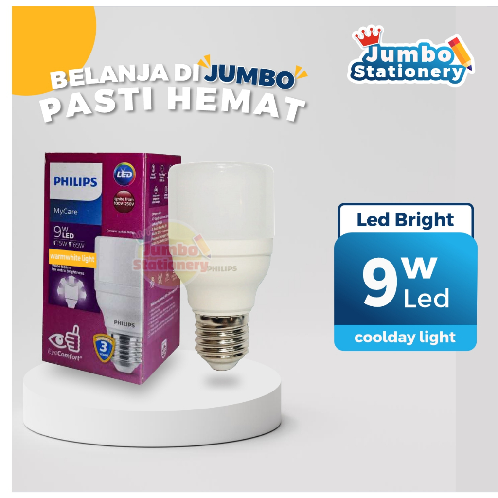 Philips Lampu LED Bright 9W Putih Mycare E27 Bohlam LED 9 Watt CDL