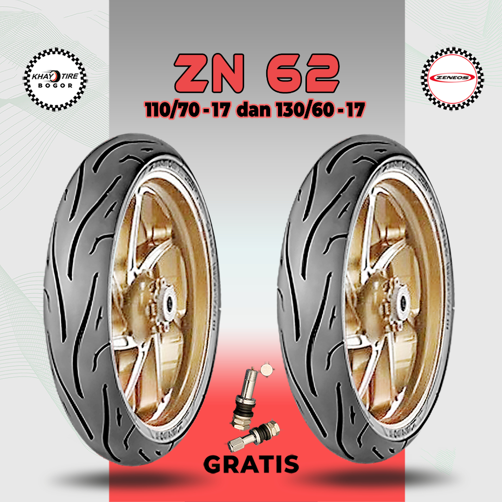 Sepasang Ban Motor 𝗦𝗣𝗢𝗥𝗧 - 𝗦𝗨𝗣𝗘𝗥𝗠𝗢𝗧𝗢 ZENEOS ZN62 110/70-17 dan 130/60-17 Tubeless