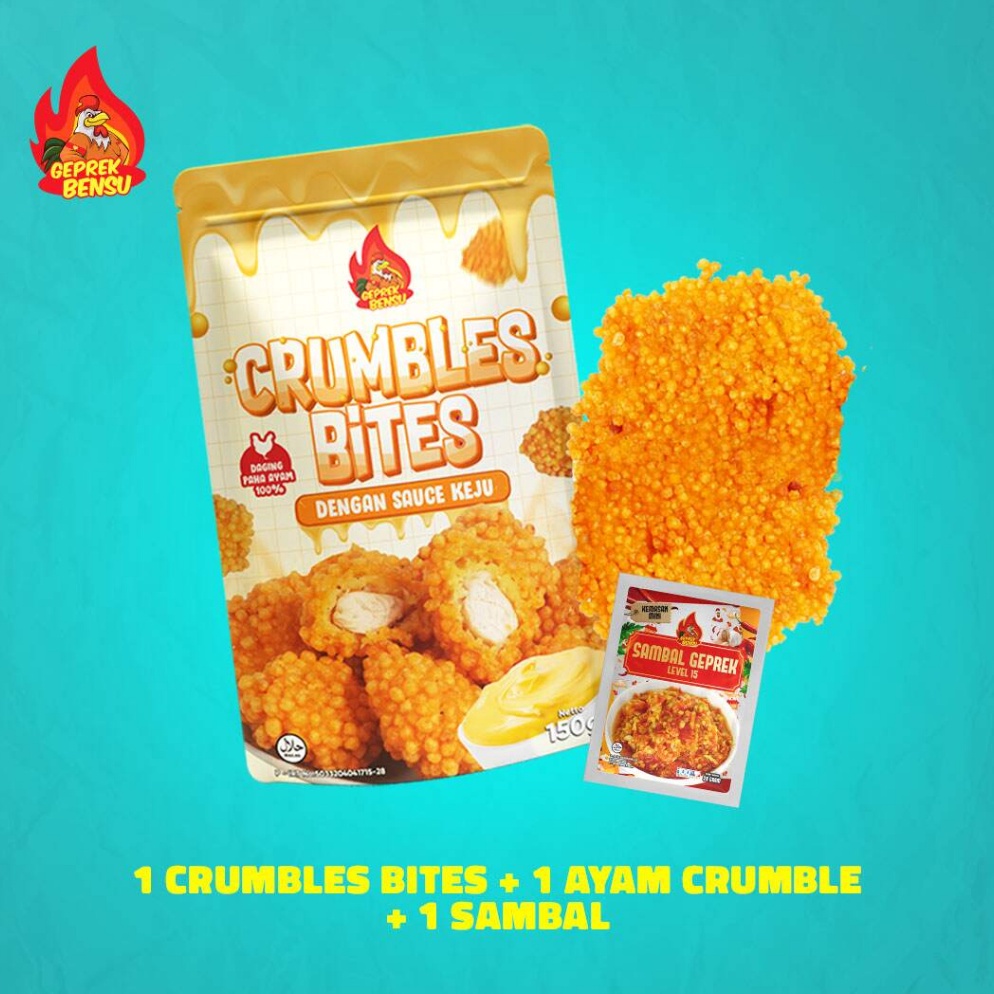 

HEMAT PROMO Crumble Bites Ayam Crumble 1 Sambal Sachet Geprek Bensu 2gr