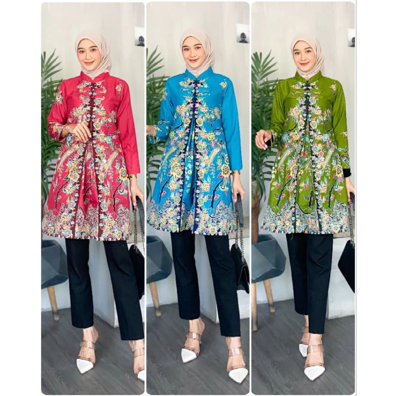 tunik terbaru + batik tunik + dress batik + seragam tunik