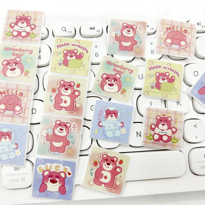 

[500 PCS] STICKER SEAL CUTE CARTOON LOTSO BERUANG MERAH 1 ROLL