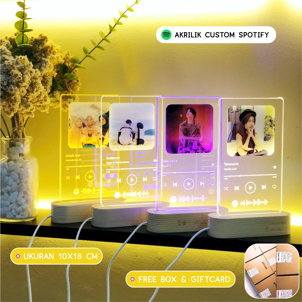 LAMPU AKRILIK SPOTIFY CUSTOM FOTO | LAMPU TIDUR AESTHETIC