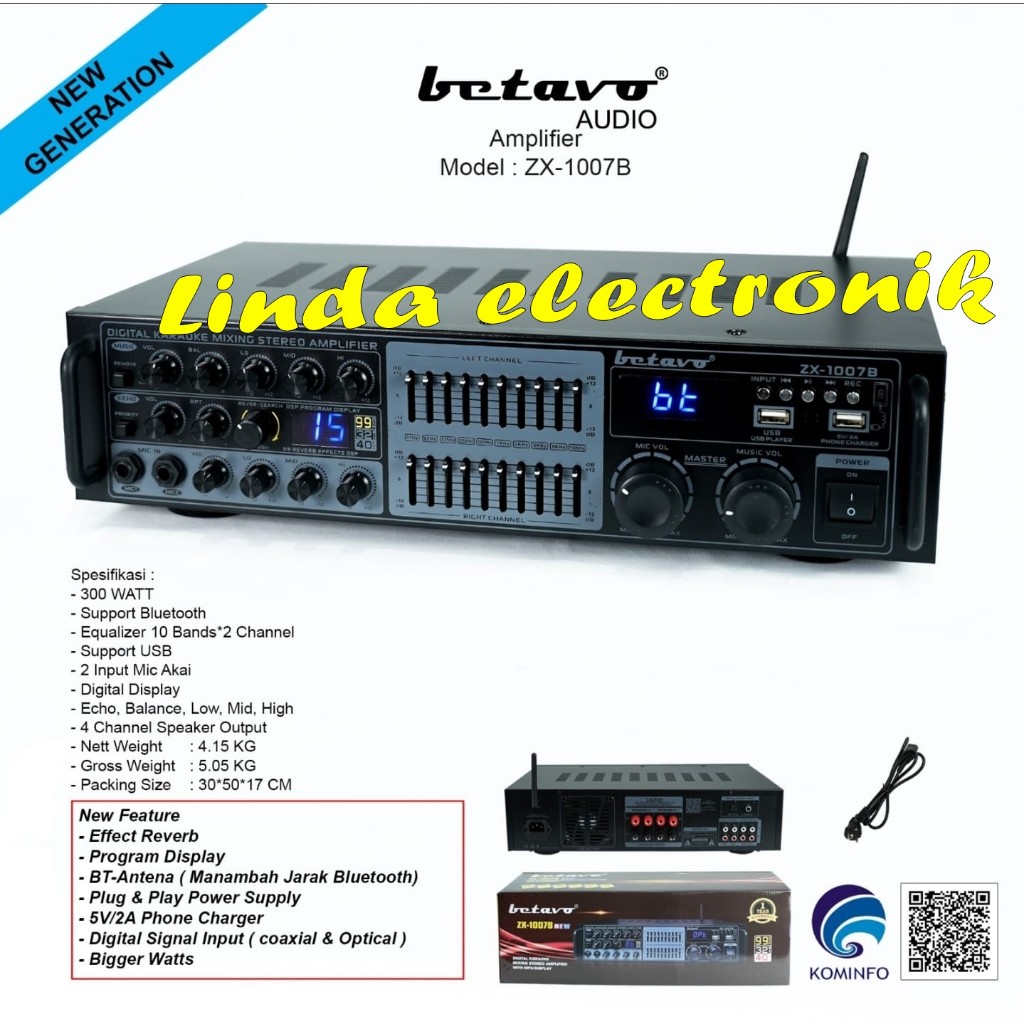 amplifier karaoke betavo zx1007b / zx 1007b Effect Reverb original