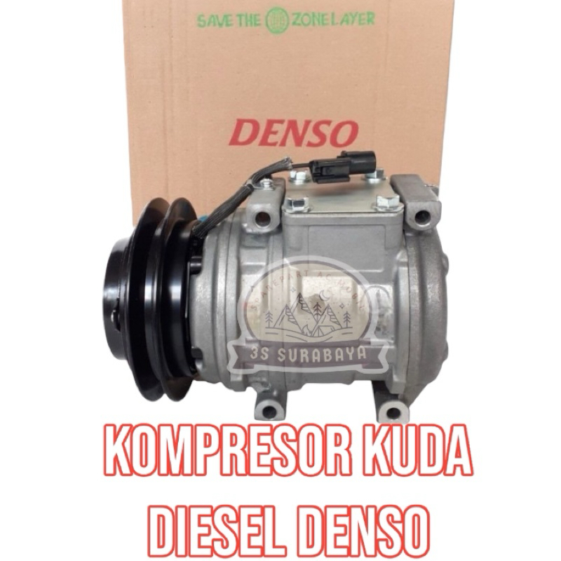 Kompresor Kuda Diesel Solar Mitsubishi Ac Mobil Lengkap Assy Denso (Baru/New) Compressor