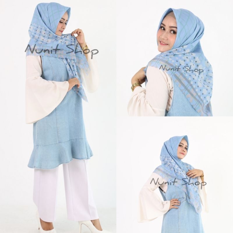 Hijab segi empat printing Nunit Baby Blue