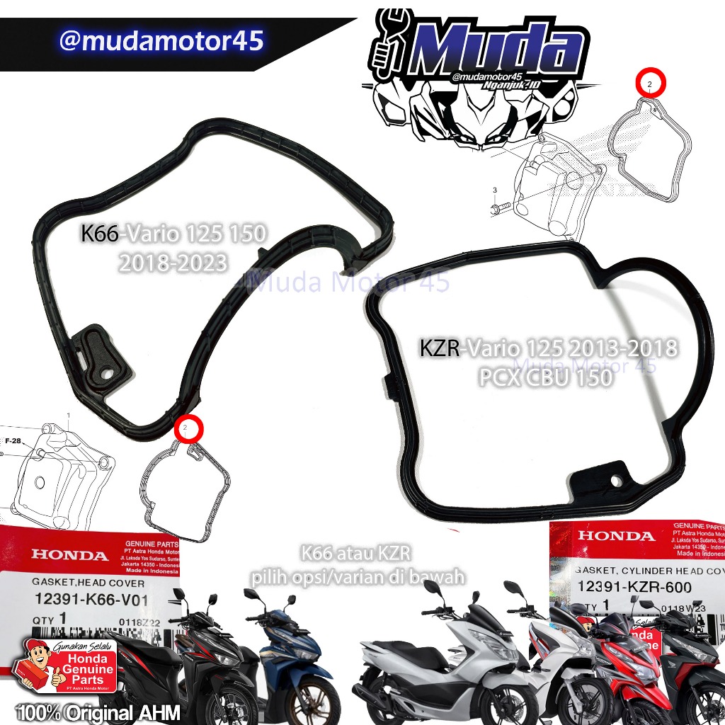 SEAL HEAD VARIO 125 150 PCX CBU OLD LED 2013 2018 2020 2023 KEYLESS K2V 12391-K66-V01-KZR-600 12391K