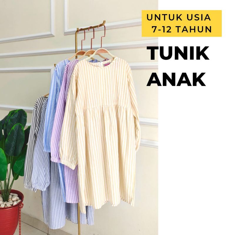 tunik Anak Perempuan Bahan Katun Usia 7-12 Tahun