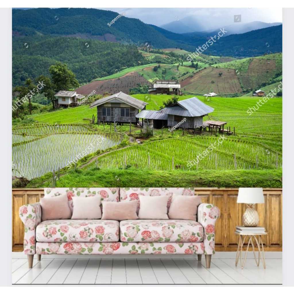 TERLENGKAP Wallpaper Dinding Pemandangan Alam Sawah 3 Dimensi Terbaru - wallpaper dinding PERSAWAHAN