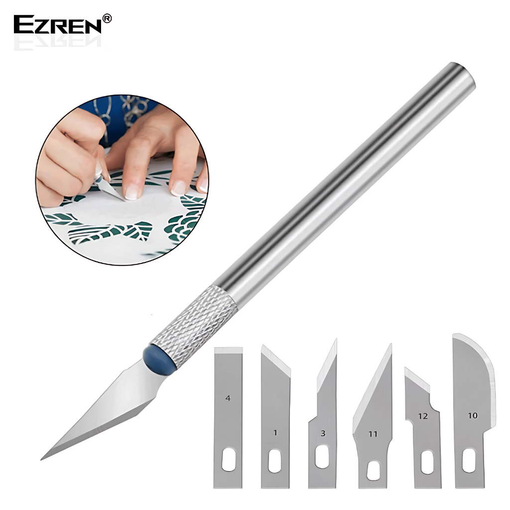 

Ezren EZ-0397 Hobby knife Set ( Pisau Acrylic Set ) 7 in 1 Pisau Ic