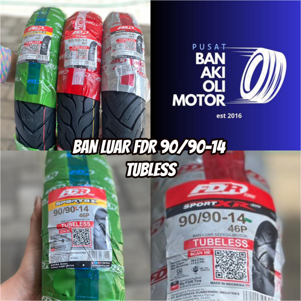 BAN LUAR FDR 90/90-14 TUBELESS || BAN LUAR BELAKANG MATIC FDR 90/90-14 TUBLESS