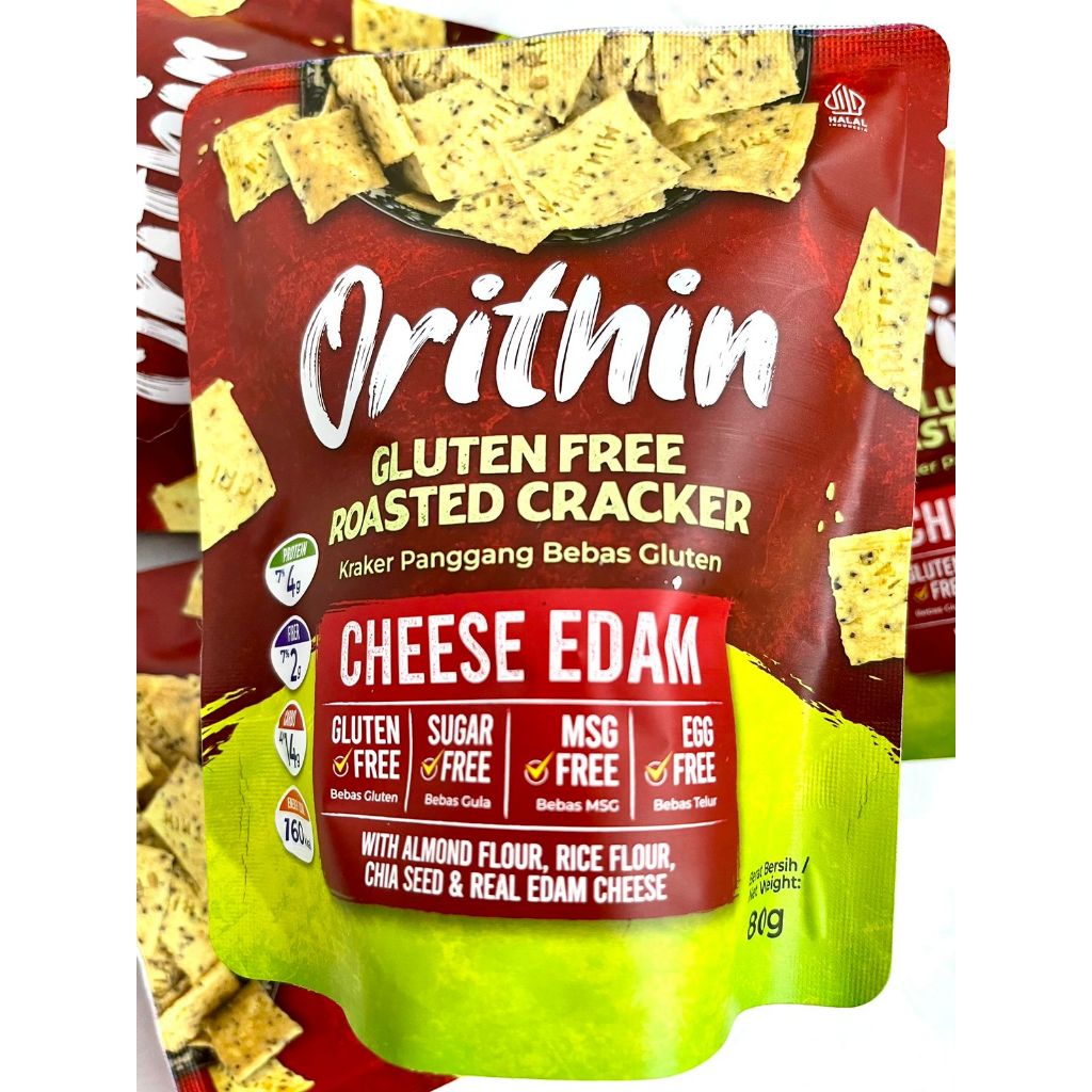 

ORIThin Snack Gluten Free 80Gr rasa KEJU EDAM Cemilan Sehat Kaya Serat Tanpa Gluten Tanpa Telur Tanpa MSG Tanpa Pengawet