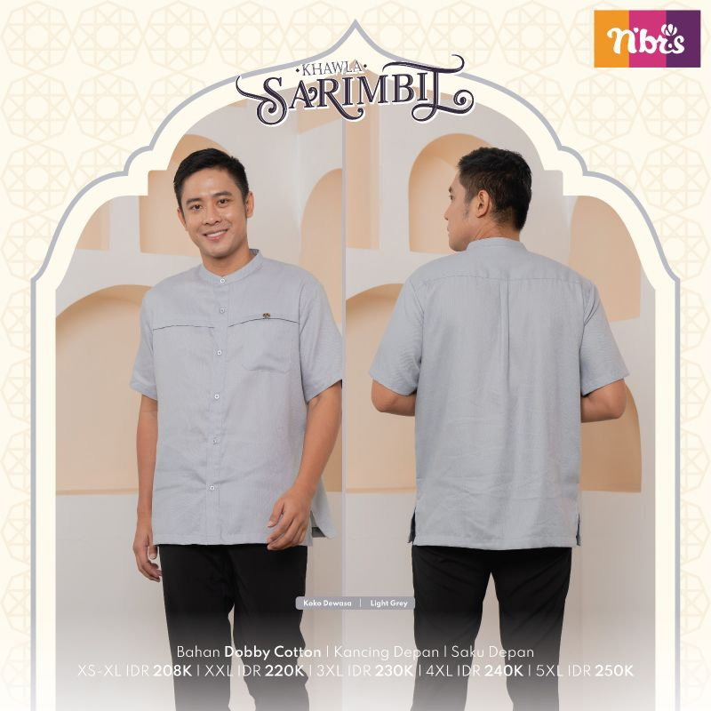 KOKO KATUN PRIA DEWASA LENGAN PENDEK KHAWLA LIGHT GREY VIOLET ORIGINAL NIBRAS FASHION BAJU BUSANA MU