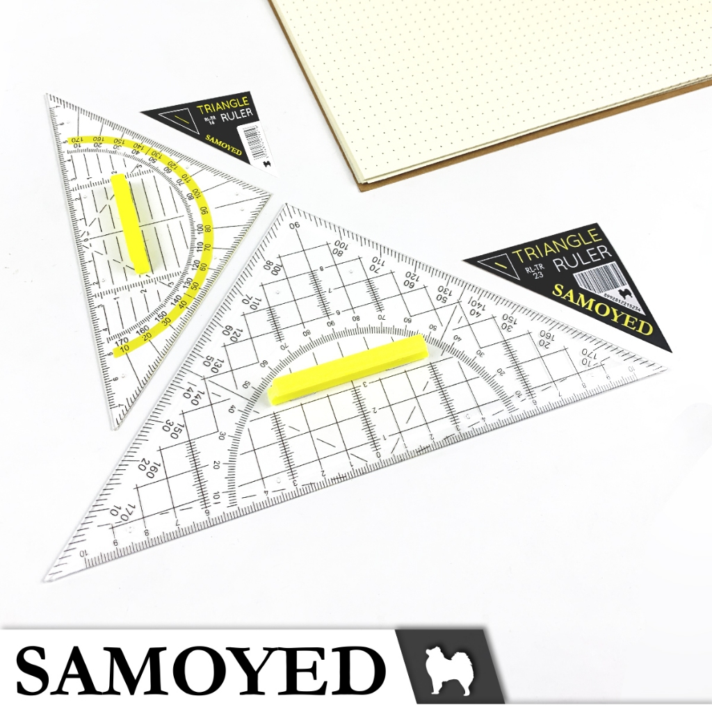 

SAMOYED RL-TR Penggaris / Mistar / Busur Derajat Segitiga Pegangan Transparan / Bening / Transparent / Clear Triangle / Triangular Ruler / Protractor with Handle