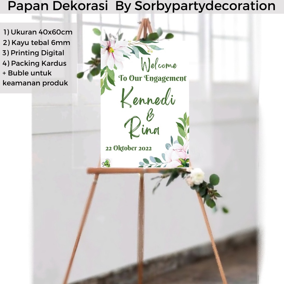 

ART F67R Papan Kayu Tulisan Dekorasi Lamaran Nikahan Aqiqah BESAR 4x6 Tanpa Kaki Papan Saja