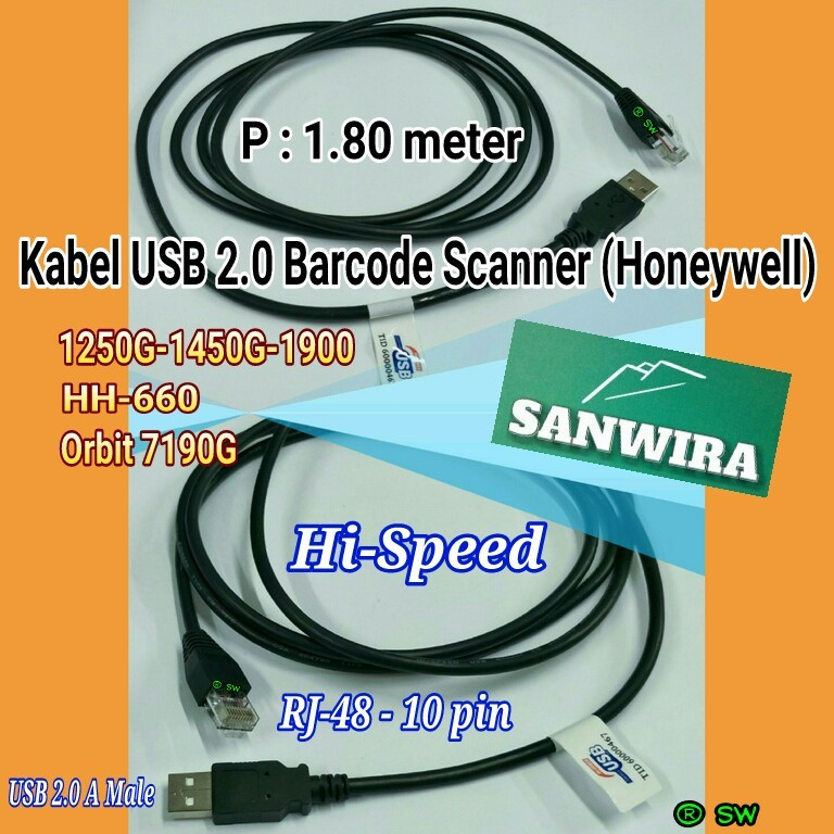 Kabel USB 2.0 Barcode Scanner HONEYWELL (G) 1.80 MTR / Kabel Scanner Barcode / USB Cable Barcode Sca