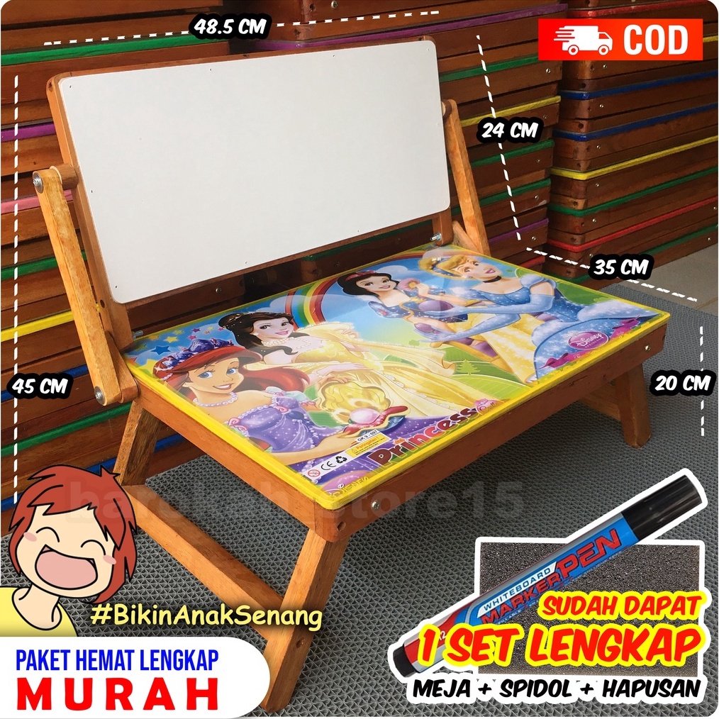 

ART H46V Meja Belajar Lipat white board SpidolPenghapus Paket Hemat