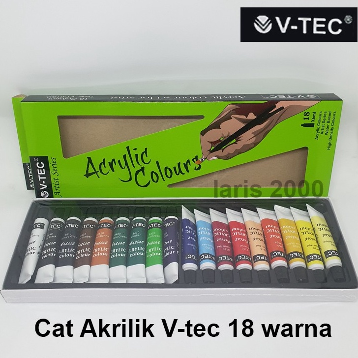 

ART P87C Vtec Cat Akrilik Cat Acrylic Colour Paint Set 18 Warna Vtec Lukis Kanvas