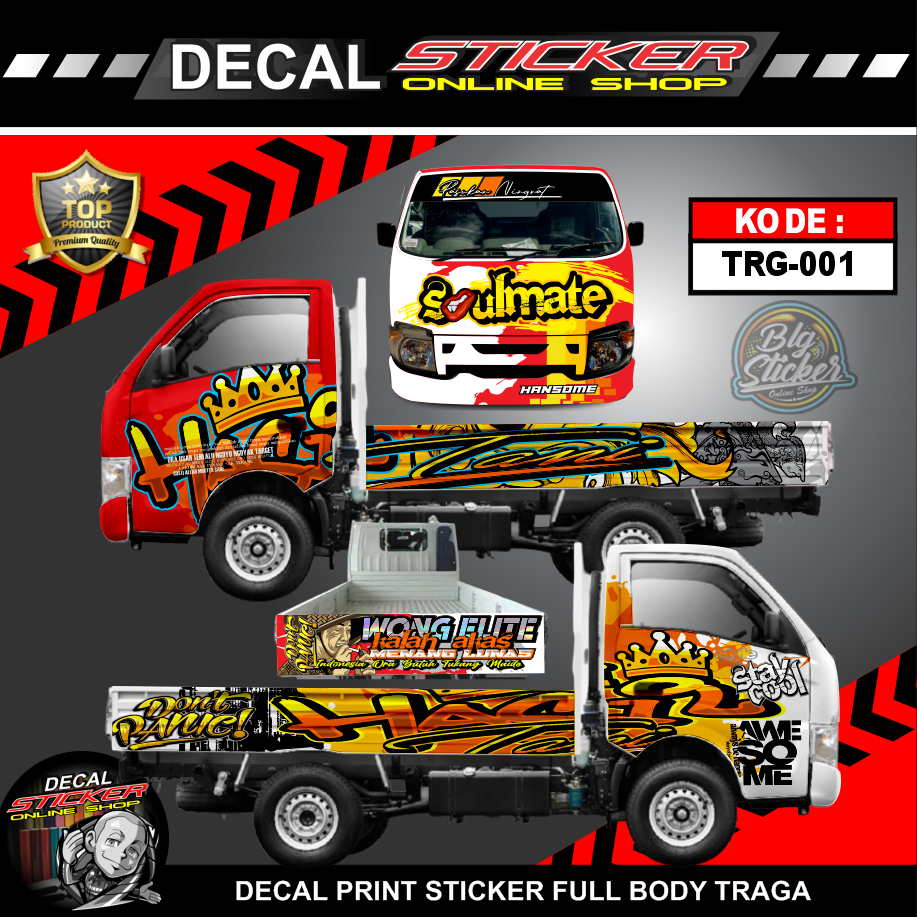 STICKER MOBIL PICK UP TRAGA FULL BODY
