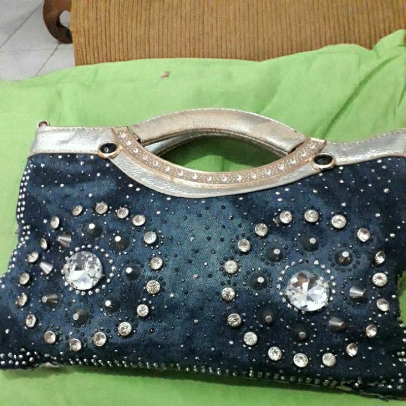 hand bag bisa sling SSAMZIE jeans mix kulit preloved