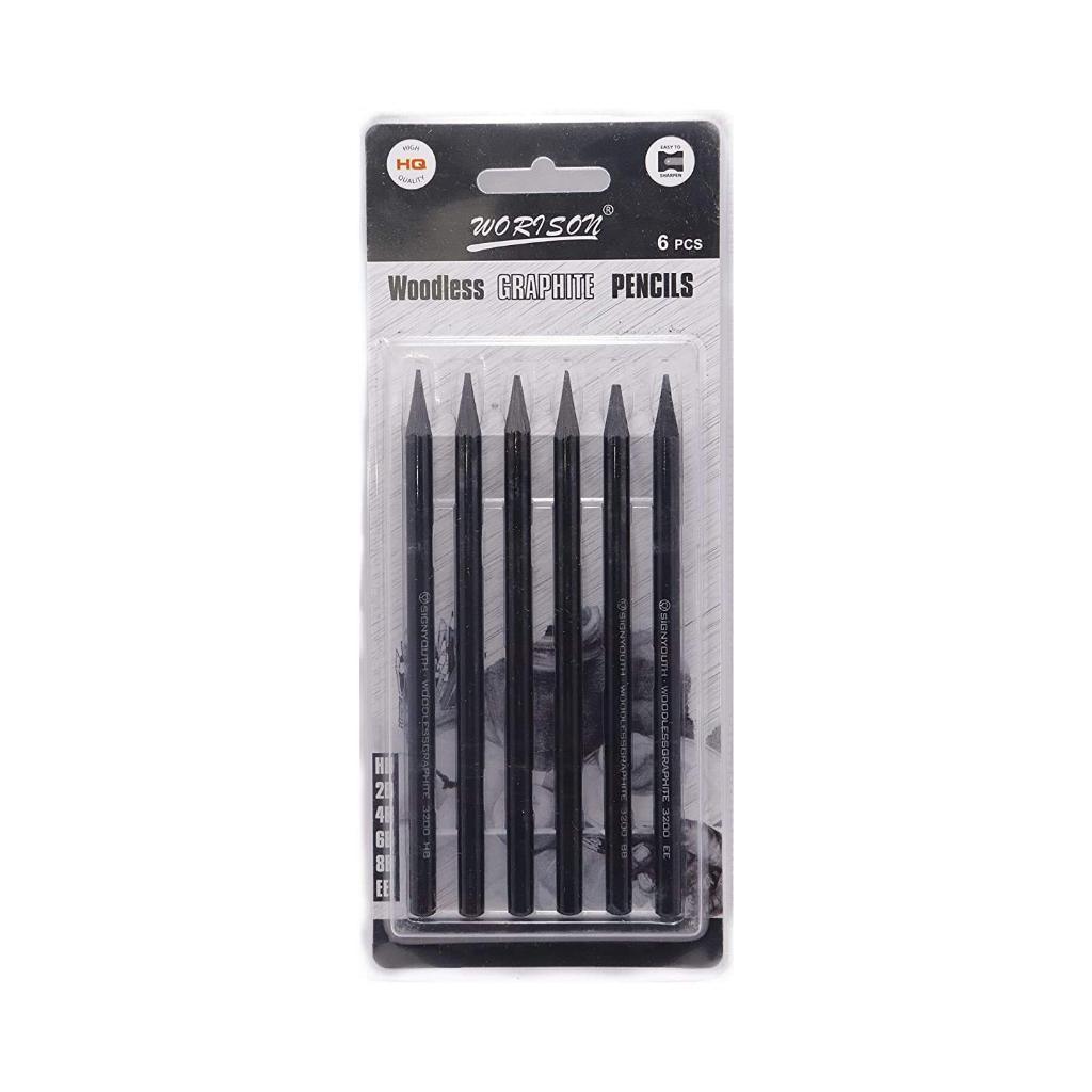 

WOODLESS GRAPHITE CHARCOAL PENCIL 156/6 - PENSIL ARANG - ISI 6PCS