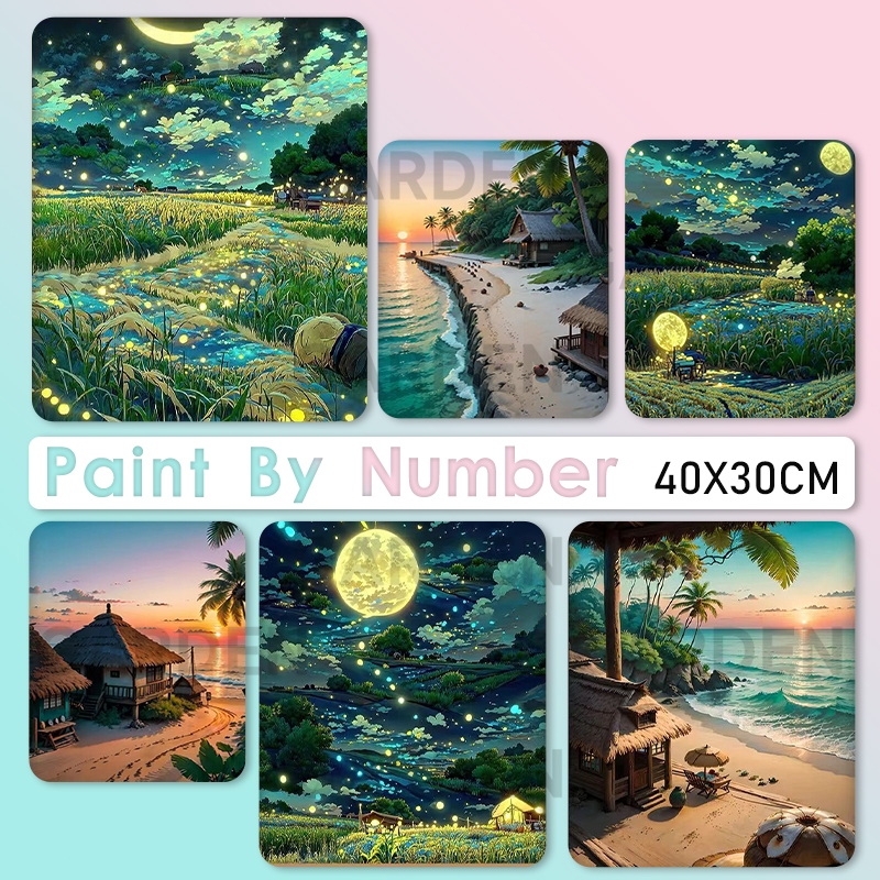 

Paint By Number 30 x 40CM langit berbintang dan pantai Lukisan Minyak Malam Berbintang Malam Ladang Gandum Lukisan Painting Kit Numbers Lukis Canvas - Melukis Nomor Numbering Kanvas - Gambar Anak Dewasa - Kids Adult/399