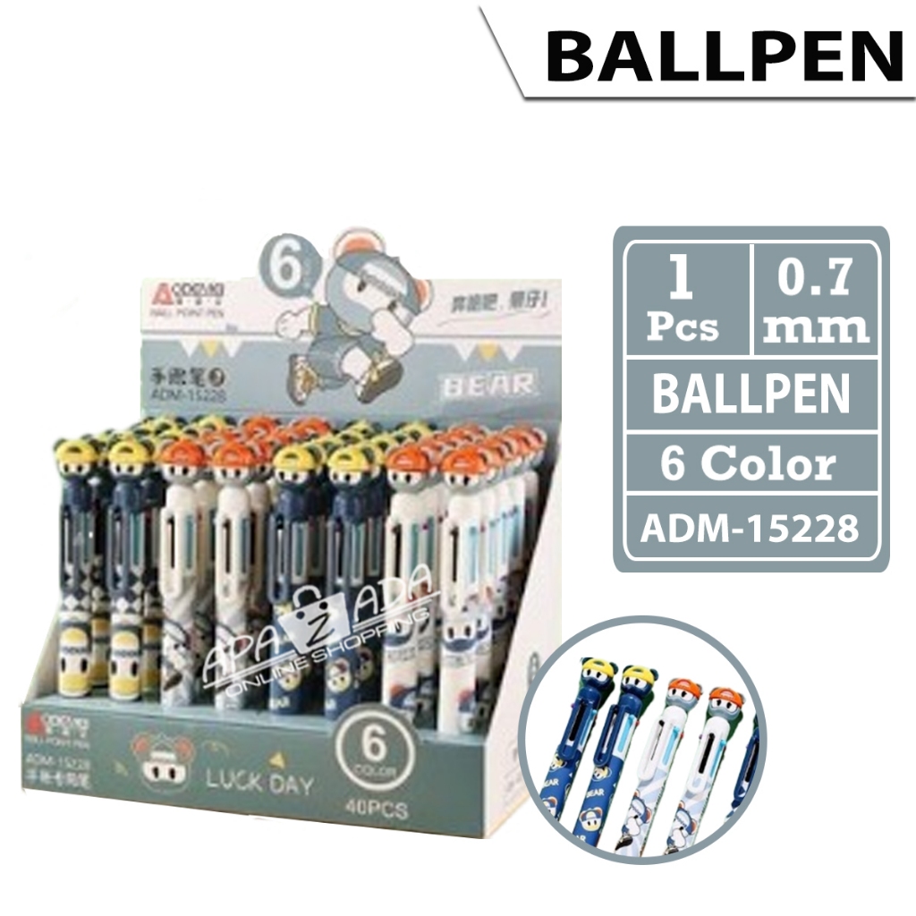 

Apazada - Pulpen Ballpen 6 Warna Satuan [1 Pcs Pulpen] / Pena Bollpen Akademik / Bollpoin ADM-15228