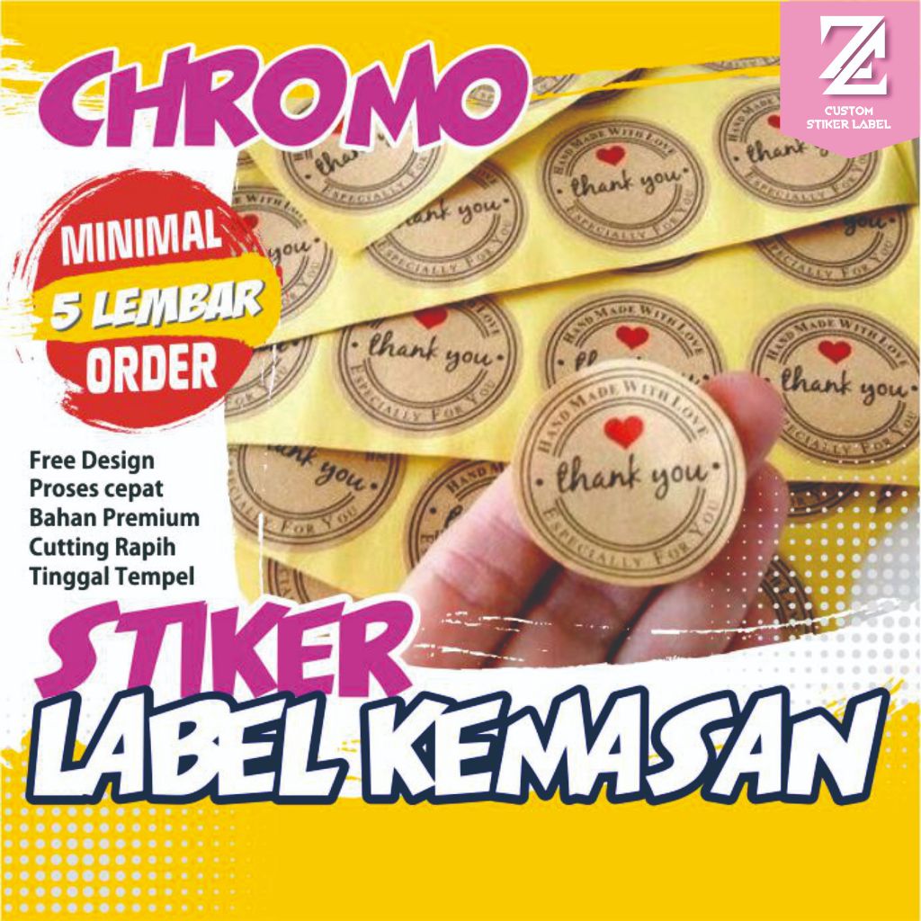 

CETAK STIKER LABEL KEMASAN CROMO / PRINT STICKER LABEL CHROMO / LABEL NAMA ONLINE SHOP / STIKER LABEL MAKANAN