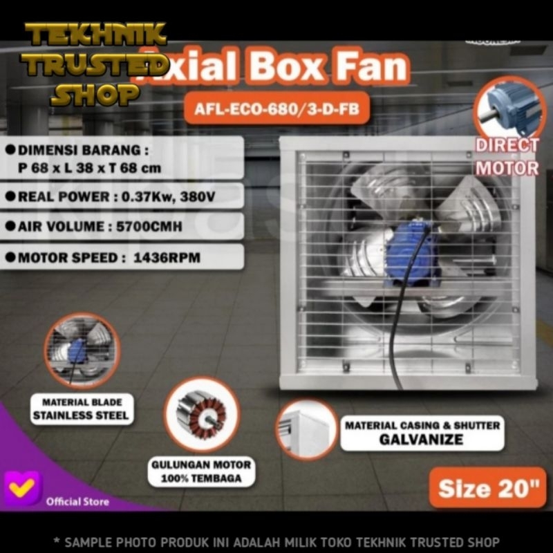 Axial box fan 20" 370w kipas angin blower exhaust