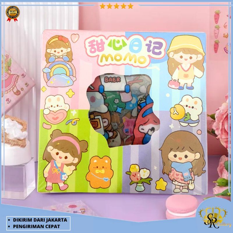 

Stiker 2D 100 Lembar Sticker Momo Mini Box Kartun Korea Lucu Anti Air Viral SR