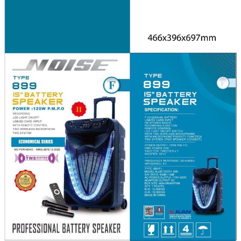 SPEAKER BLUETOOTH 15INCH NOISE TYPE 889 F