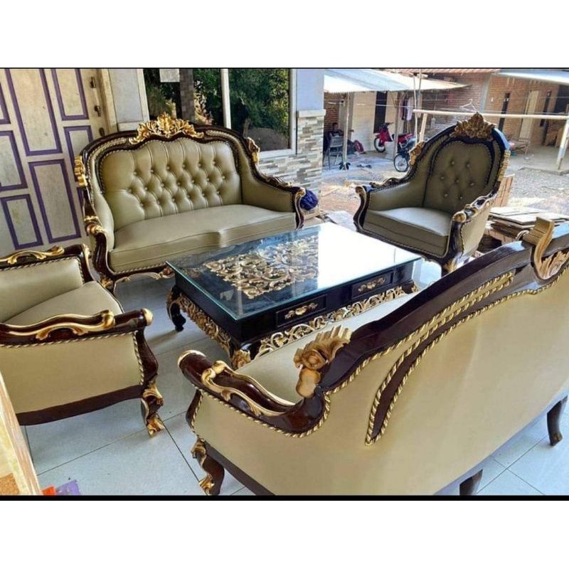 kursi tamu jati ukiran, kursi sofa tamu Virginia