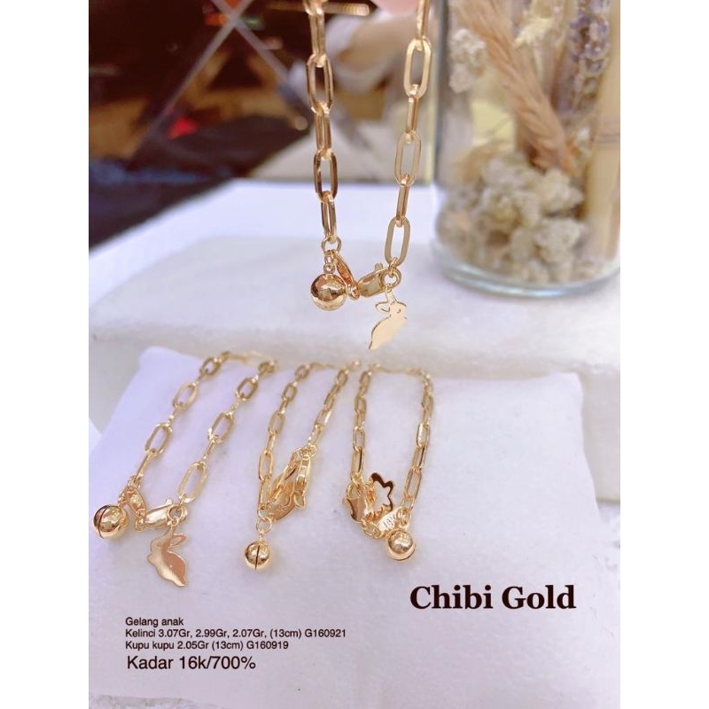 CHIBI GOLD - Gelang tangan anak paper klip emas 700/750% kadar 16k - chibigold