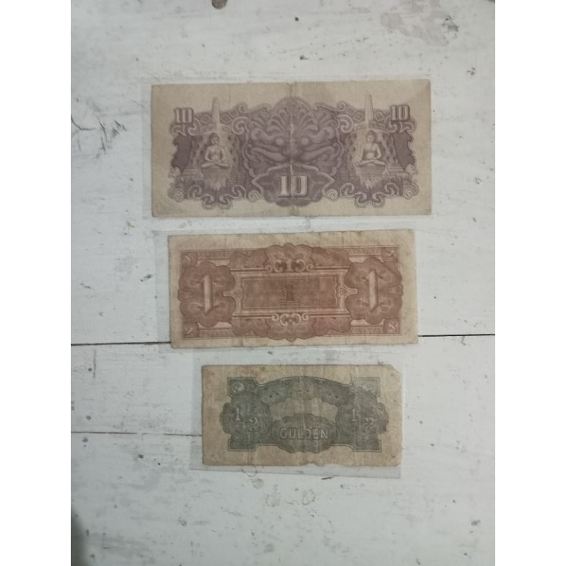 mini set seri jepang 10 rupiah, 1 gulden, 1/2 gulden
