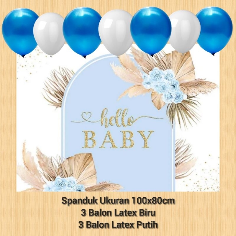 Spanduk HELLO BABY BOY WELCOME BABY SHOWER banner HELLO BABY BOY WELCOME BABY SHOWER spanduk banner 