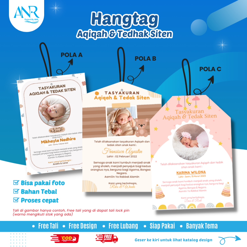 D08 Hangtag Aqiqah & Tedak SIten custom | Hang tag tedhak siten 7 bulanan aqiqah turun tanah tasyaku