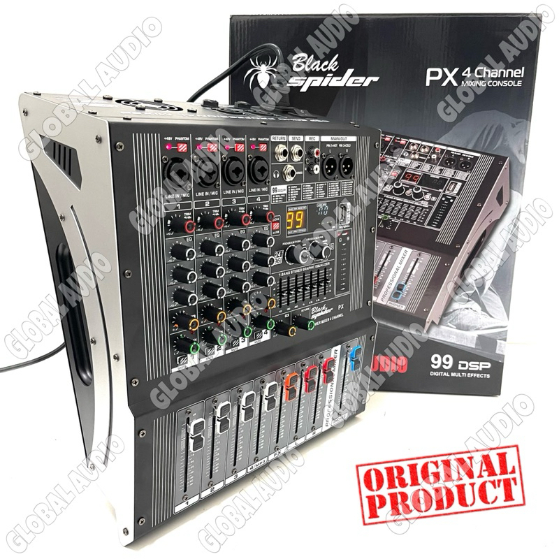 Power Mixer Audio BlackSpider PX 4 4channel Original Power Mixer Black Spider BS Px4 Mixing 4 Bagus 