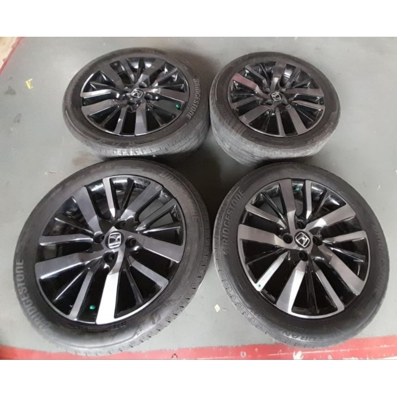 Velg Pelek Mobil Bekas Original Honda City Hatchback Ring 16 H4x100÷Ban Bs 185 55 R16 Buat Jazz Mobilio Brio Calya