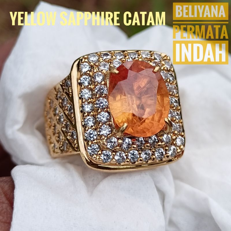CINCIN BATU PERMATA YELLOW SAPPHIRE ASLI MEWAH