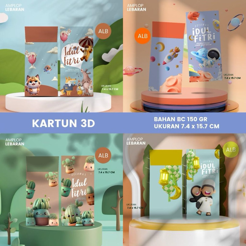 

Amplop lebaran premium Tema kartun 3D | amplop THR