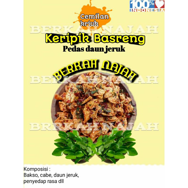 

Keripik Basreng Pedas Daun Jeruk kemasan 500ml by Berkah Najah