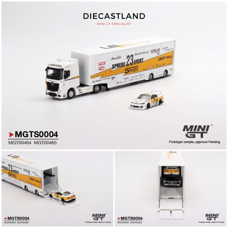 Mini GT SHELBY Transporter Set #464 & #465 MGTS0004 MiniGT MGT Mercedes-Benz Actros w/ Racing Transp